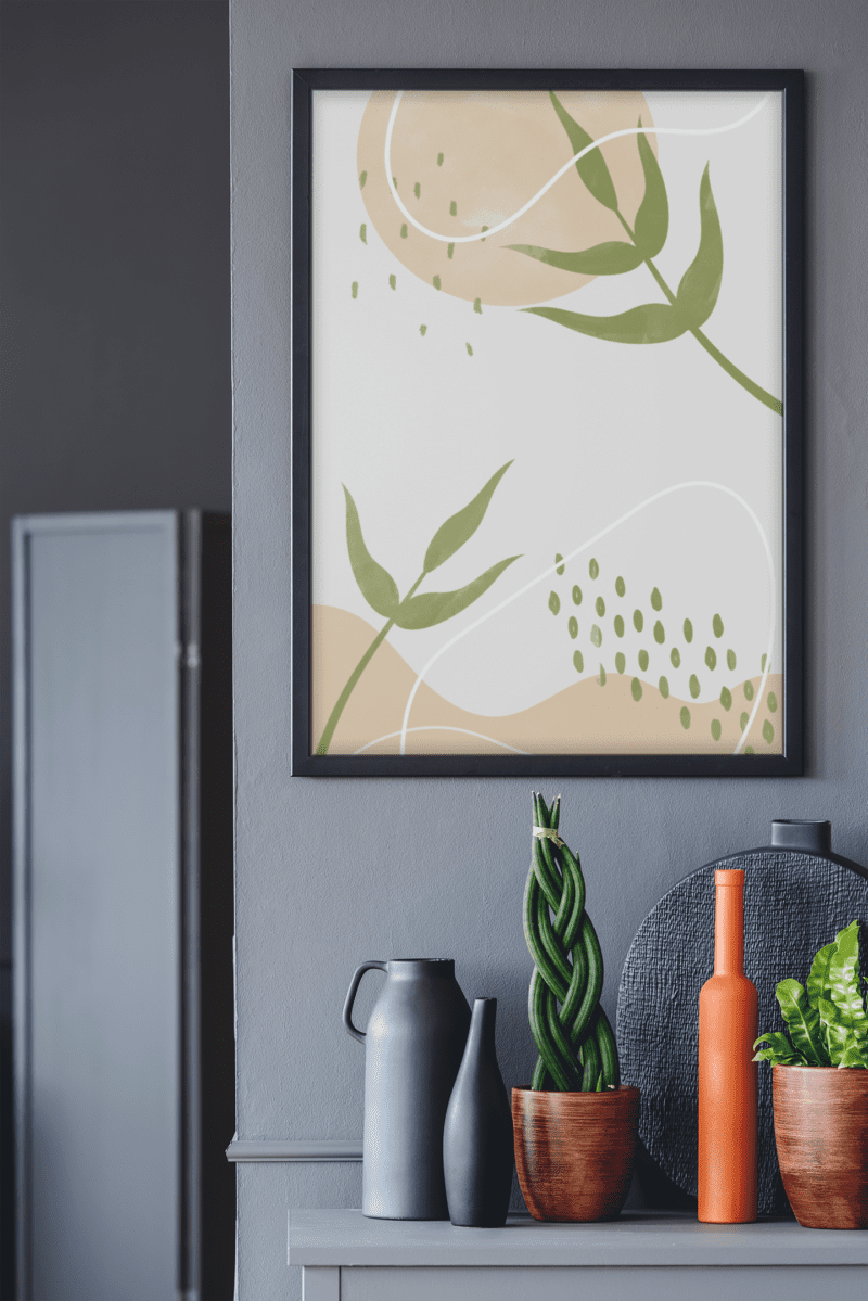 Abstract Boho Leaves Boho Minimalist Illustration Home Wall Decor Print