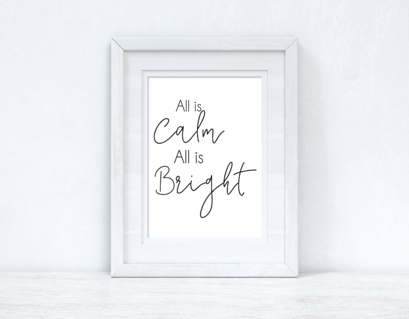 All Is Calm All Is Bright Winter Christmas Seasonal Wall Home Decor Print - Image 2