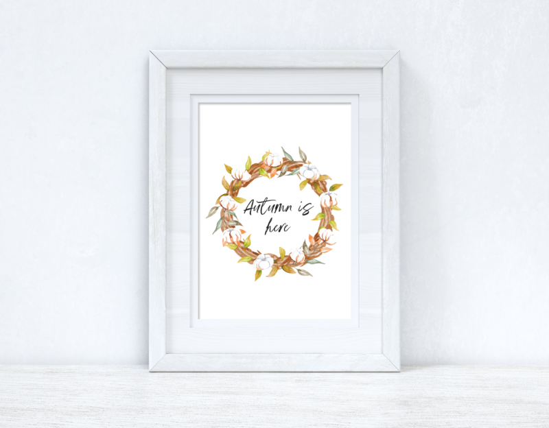 Autumn Is Here Cotton Wreath Autumn 2021 Seasonal Wall Home Decor Print - Image 2