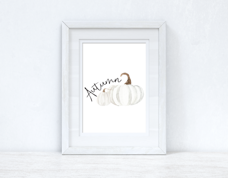Autumn White Pumpkins Autumn 2021 Seasonal Wall Home Decor Print - Image 2