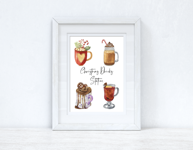 Christmas Drinks Station 2021 Winter Christmas Seasonal Wall Home Decor Print - Image 2