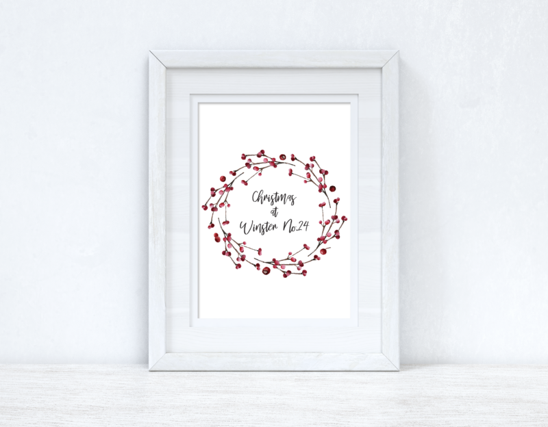 Custom Wording Christmas At Berry Wreath Christmas Seasonal Wall Home Decor Print - Image 2
