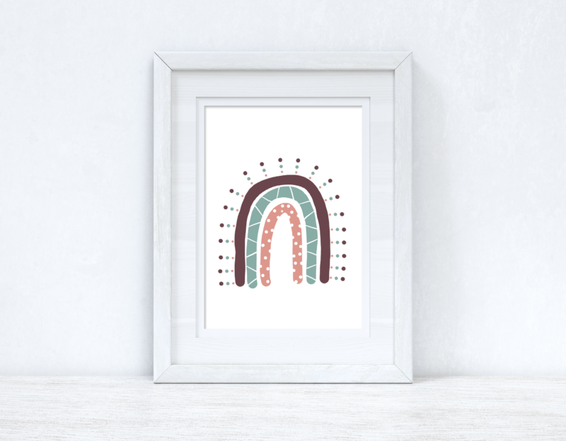Earthy Dotted Rainbow Boho Children's Room Wall Bedroom Decor Print