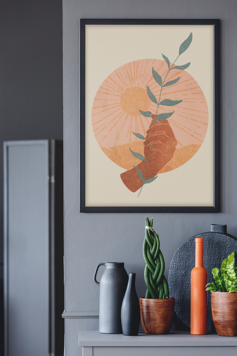 Hand Holding Plant Minimalist Illustration Home Wall Decor Print - Image 2