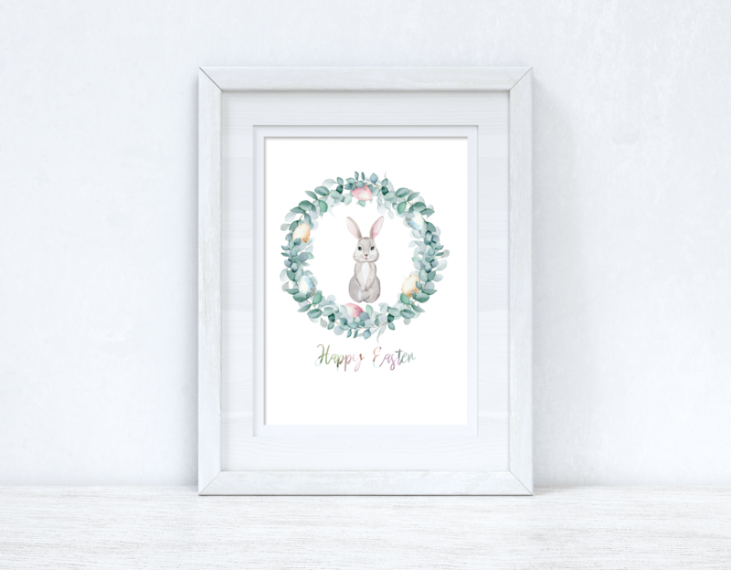Happy Easter Egg Wreath Spring Seasonal Wall Home Decor Print - Image 2