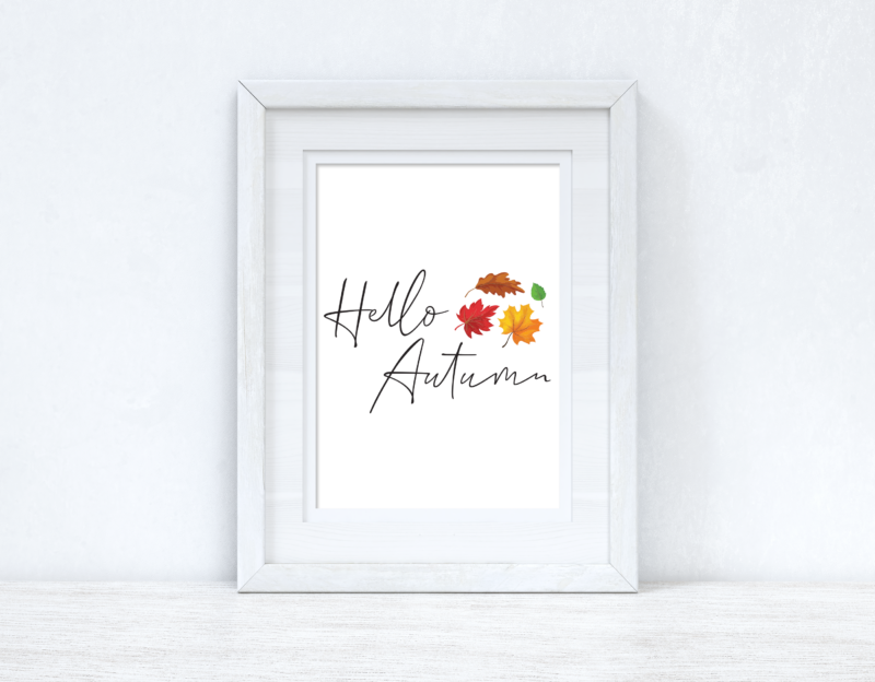 Hello Autumn Leaves Autumn Seasonal Wall Home Decor Print - Image 2