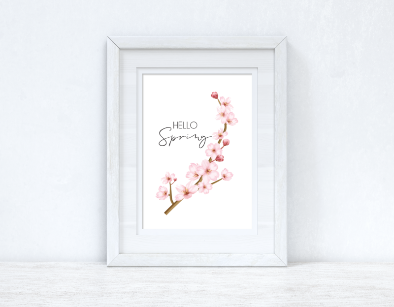 Hello Spring Cherry Blossom Spring Seasonal Wall Home Decor Print - Image 2