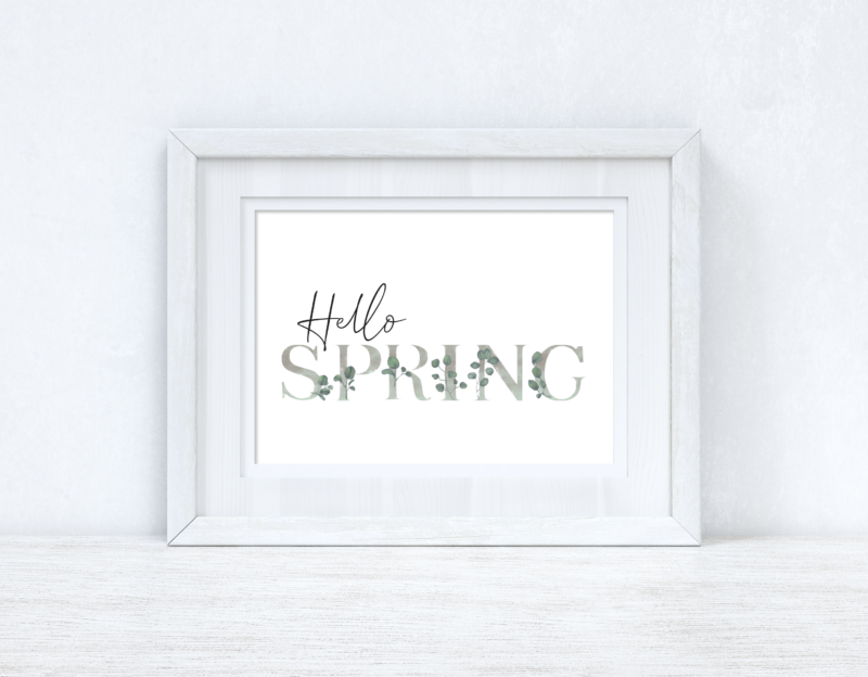 Hello Spring Landscape Greenery Grey Letters Spring Seasonal Wall Home Decor Print - Image 2