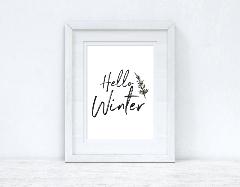 Hello Winter Brush Snowy Pine 2021 Winter Christmas Seasonal Wall Home Decor Print - Image 2