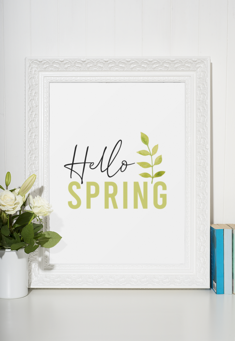 Hello Spring Green Foliage 2022 Spring Seasonal Wall Home Decor Print - Image 2