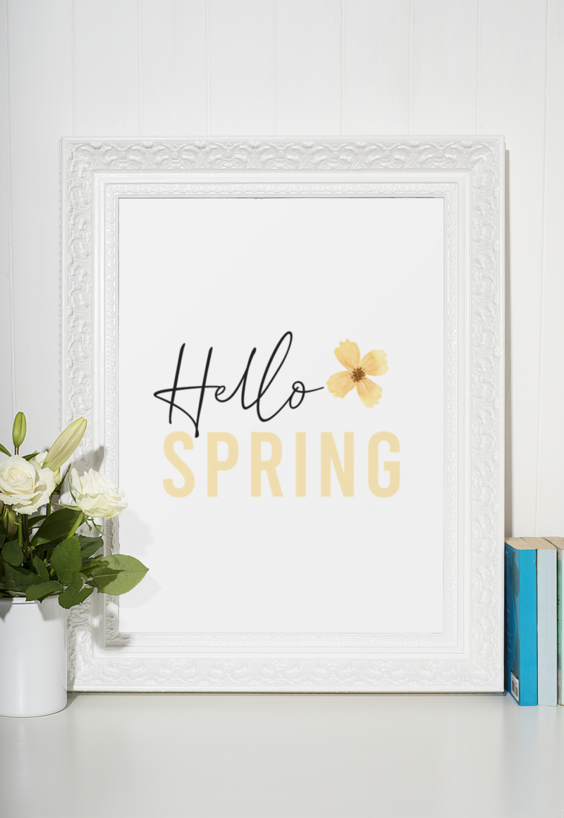 Hello Spring Yellow Floral Flower 2022 Spring Seasonal Wall Home Decor Print - Image 2