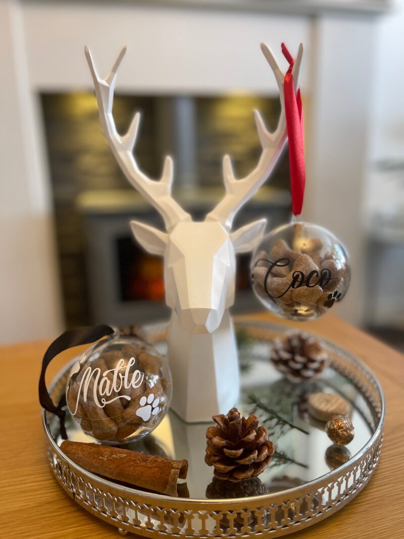 Pet Dog Paw Print Personalised Clear Feather Christmas Tree Hanging Decoration Bauble - Image 5