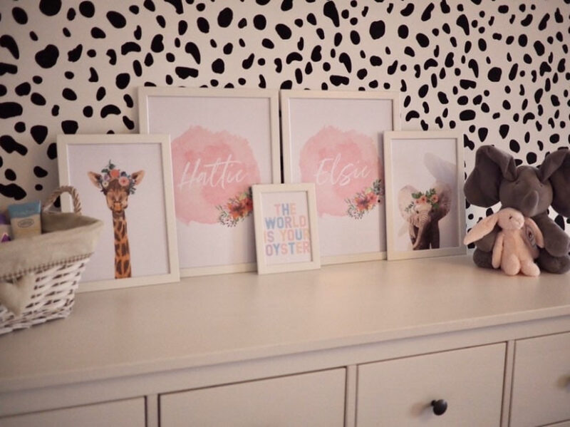Giraffe Wild Animal Floral Nursery Children's Room Wall Decor Print - Image 2