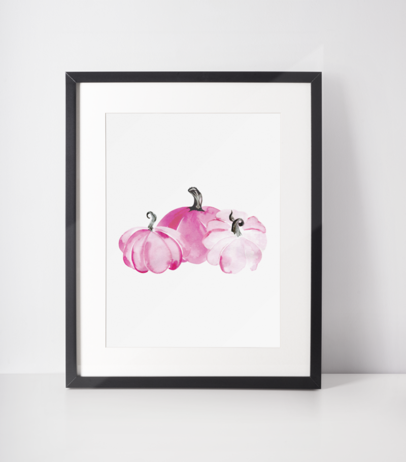 Pink Pumpkin Trio 2022 Autumn Seasonal Wall Home Decor Print - Image 2
