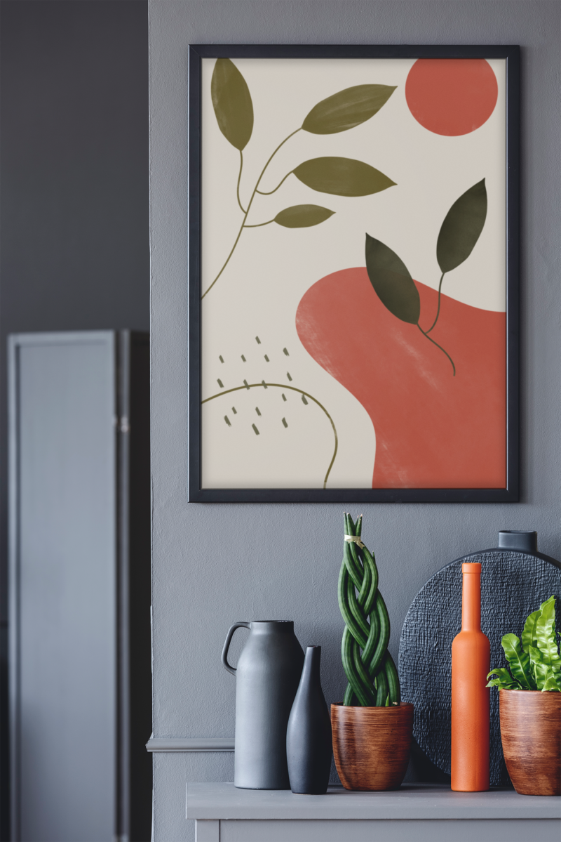 Plants & Shapes Minimalist Illustration Home Wall Decor Print - Image 2