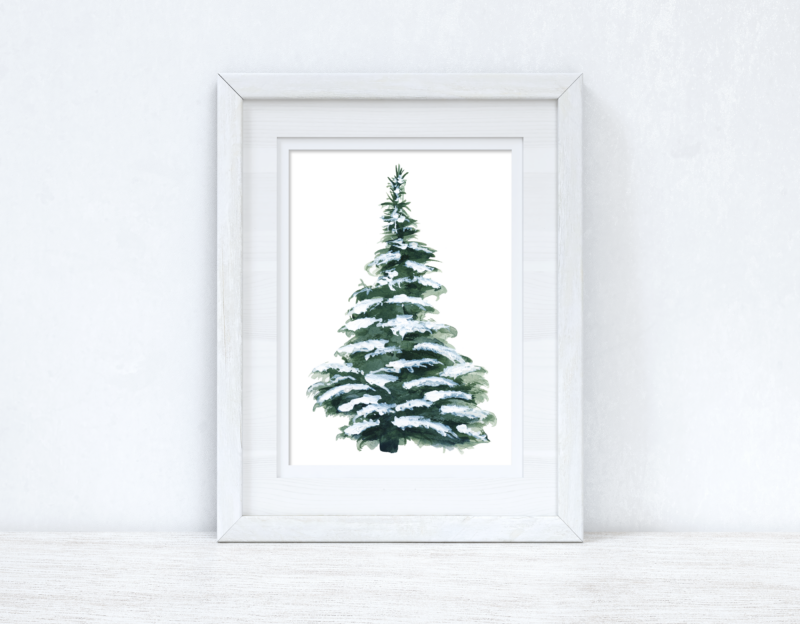 Snowy Christmas Tree 2021 Winter Christmas Seasonal Wall Home Decor Print - Image 2