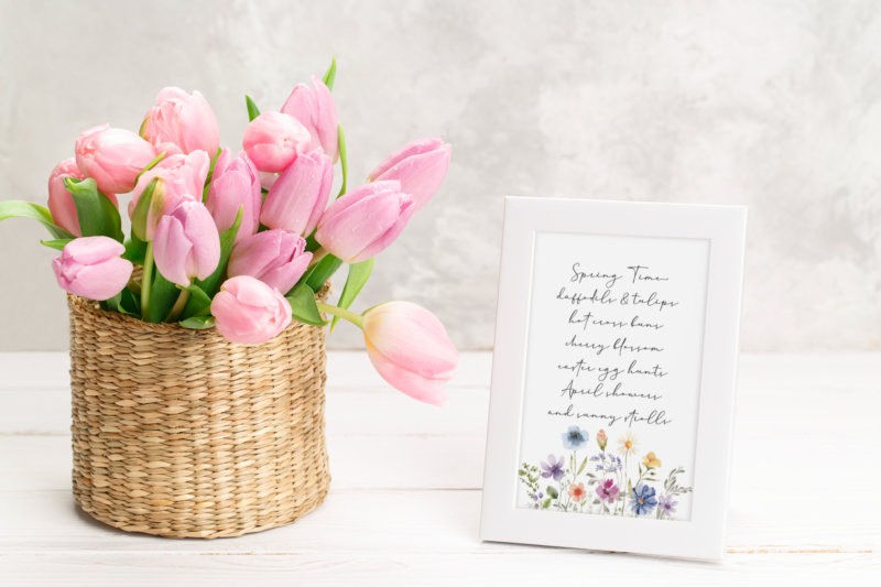 Spring Time List Fancy Font Floral Border 2024 Spring Easter Seasonal Wall Home Decor Print - Image 2