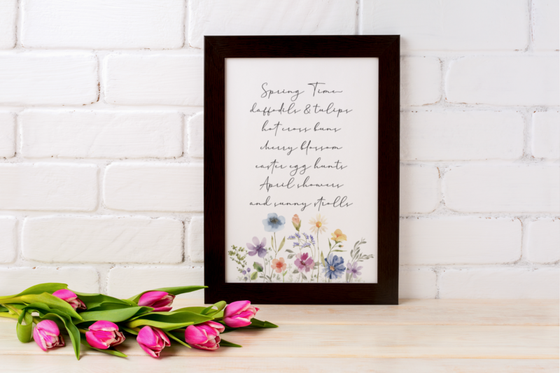 Spring Time List Fancy Font Floral Border 2024 Spring Easter Seasonal Wall Home Decor Print - Image 3