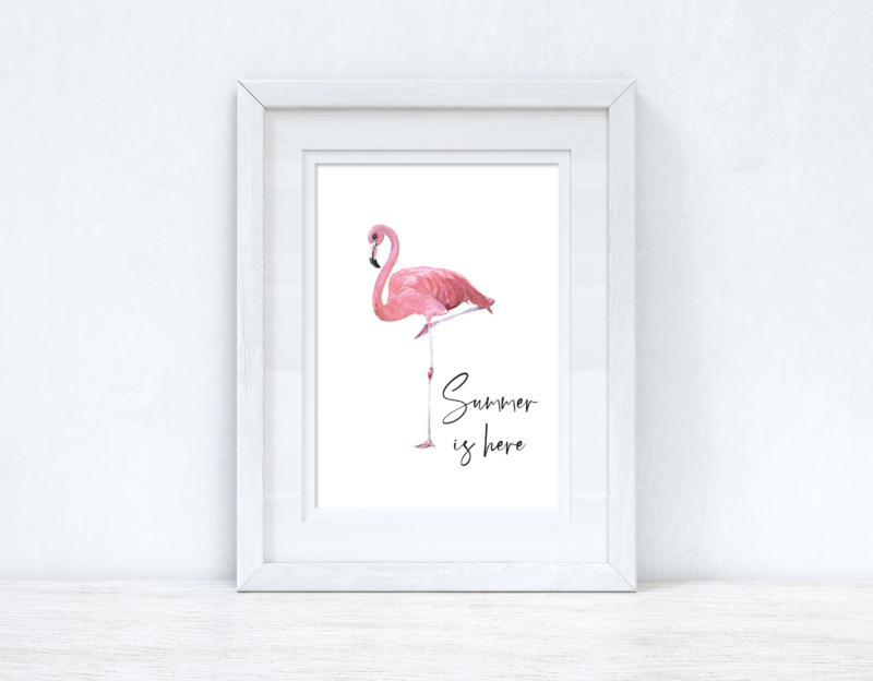 Summer Is Here Flamingo Summer Seasonal Wall Home Decor Print - Image 2