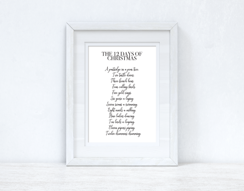 The 12 Days Christmas Seasonal Wall Home Decor Print - Image 2