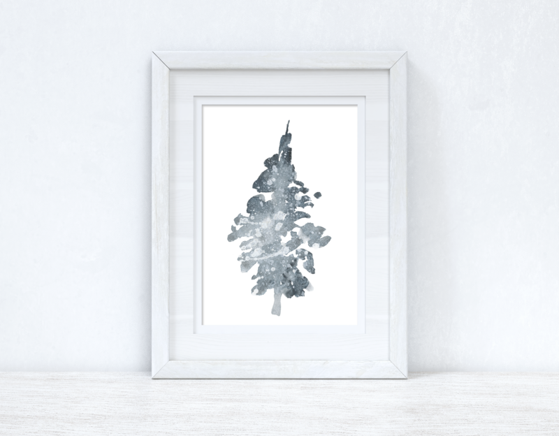 Watercolour Grey Tree Christmas Seasonal Wall Home Decor Print - Image 2