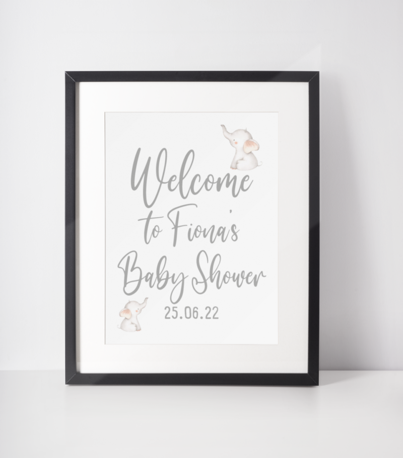 Welcome To Any Name Baby Shower Any Colour Wording Elephant Decor Print