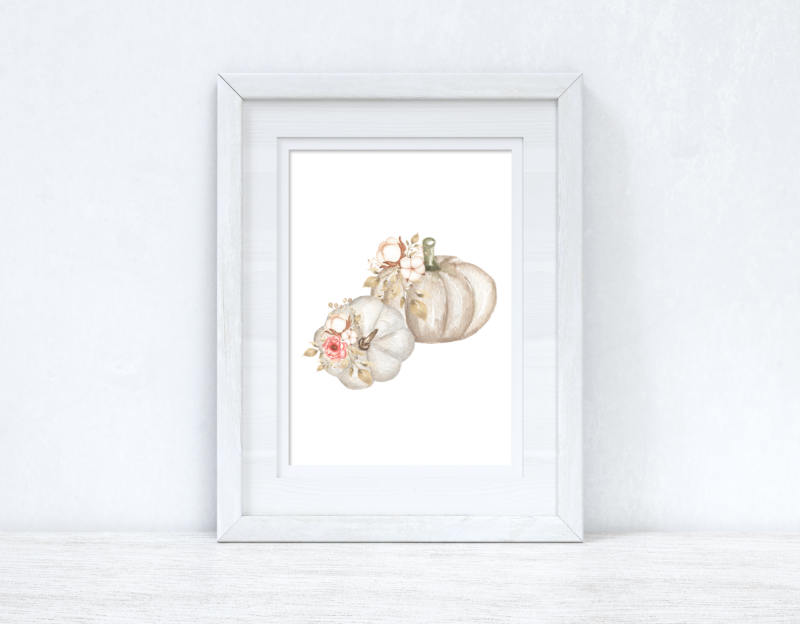 White Pumpkins Autumn Seasonal Wall Home Decor Print - Image 2