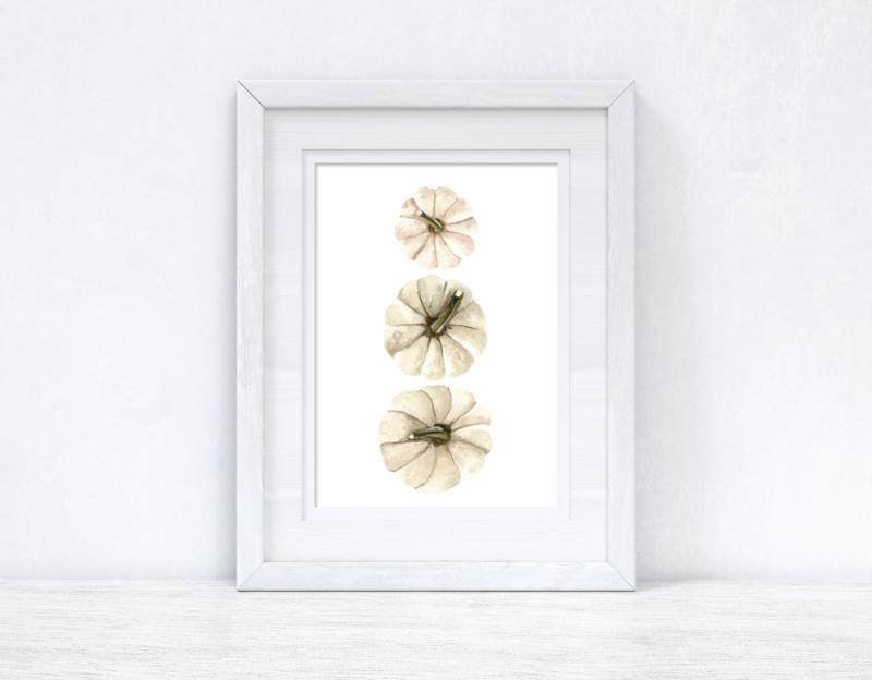 White Pumpkins Tier Autumn Seasonal Wall Home Decor Print - Image 2