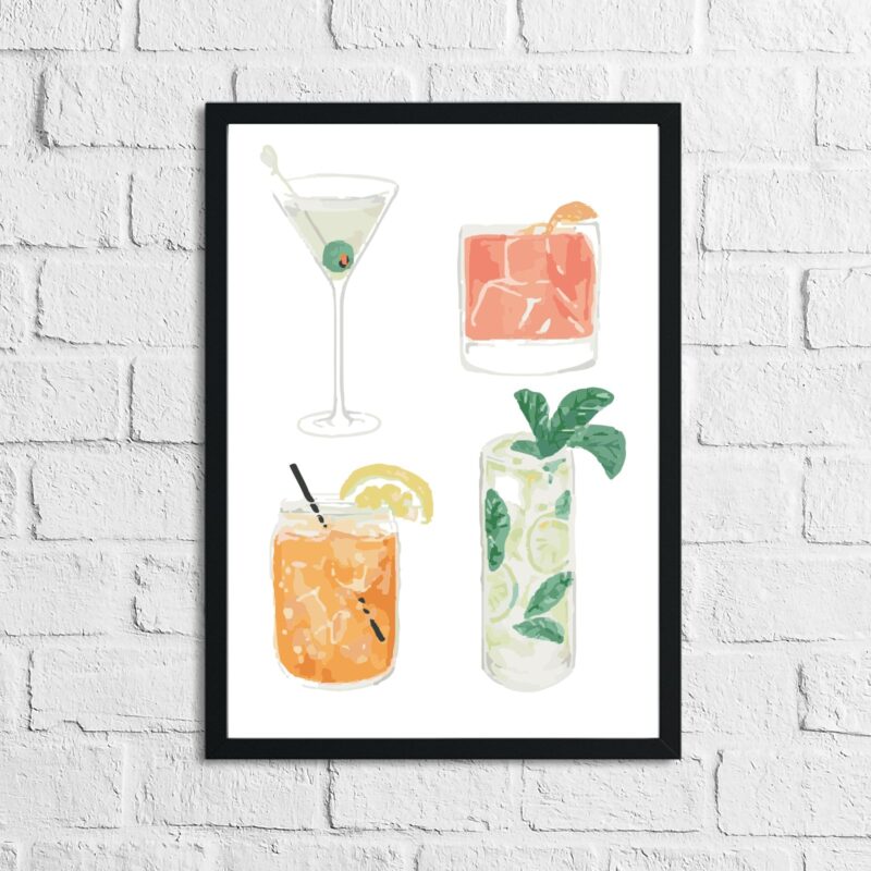 4 Cocktails Drink Alcohol Wall Decor Print - Image 2