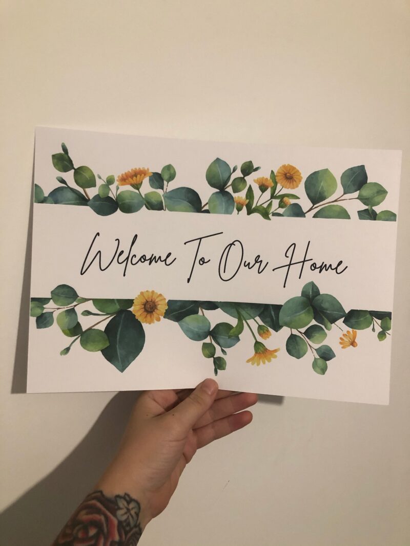 Welcome To Our Home Green Eucalyptus Spring Floral Landscaped Wall Decor Print - Image 3
