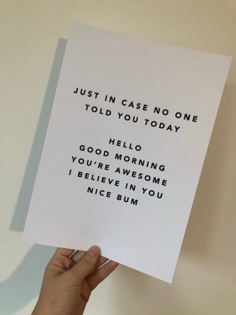 Just In Case No One Told You Nice Bum Inspirational Bedroom Wall Decor Quote Print - Image 2