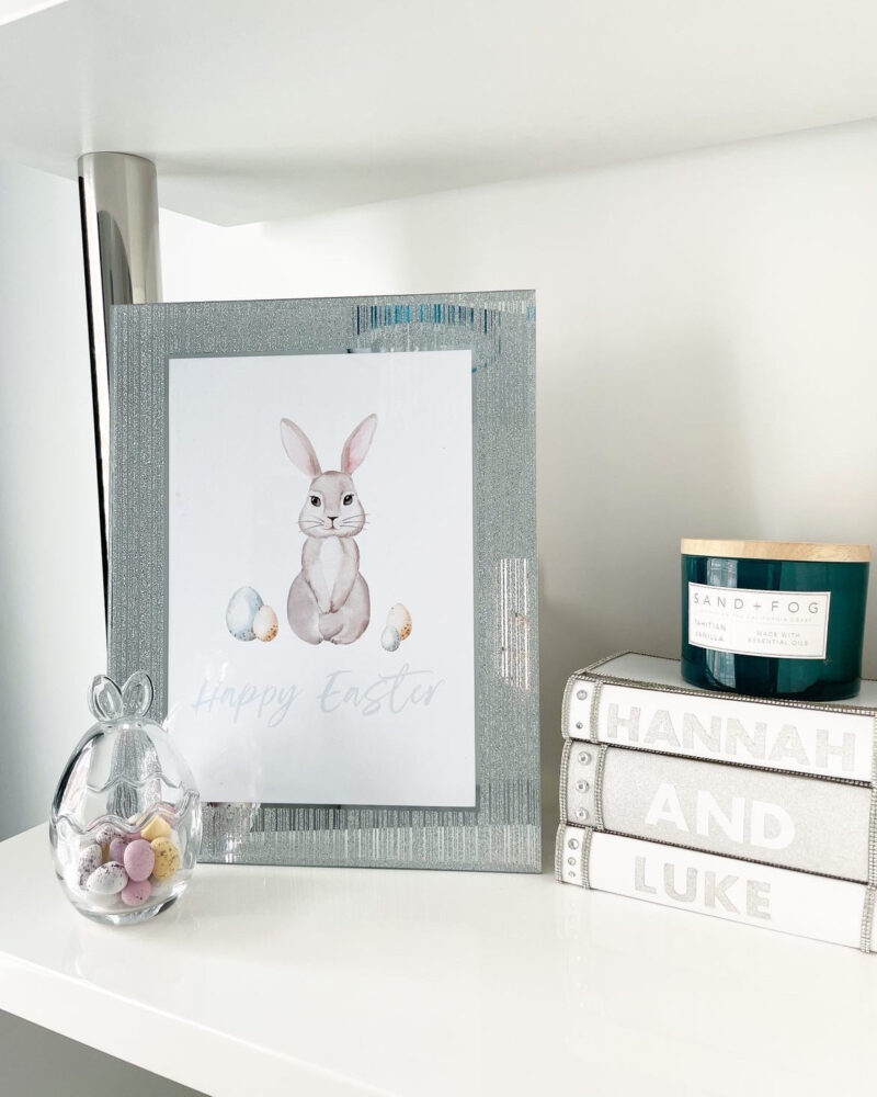 Personalised Blue Wording Bunny Eggs Easter Spring Seasonal Wall Home Decor Print - Image 3