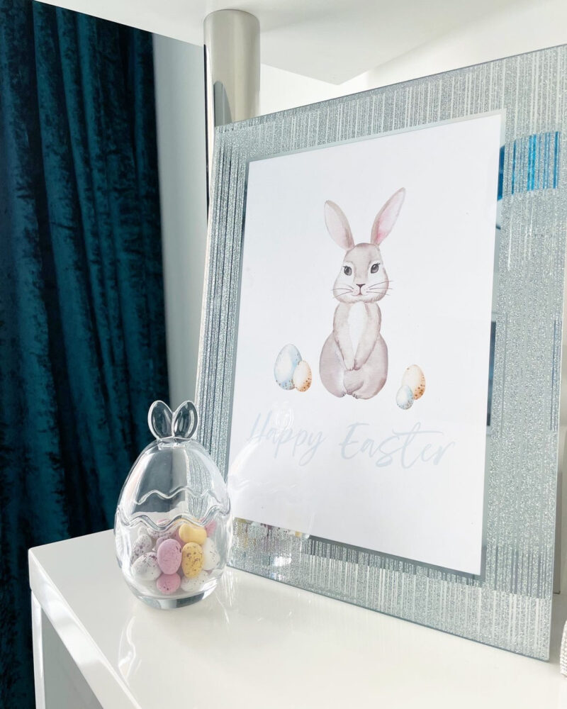 Personalised Blue Wording Bunny Eggs Easter Spring Seasonal Wall Home Decor Print - Image 4