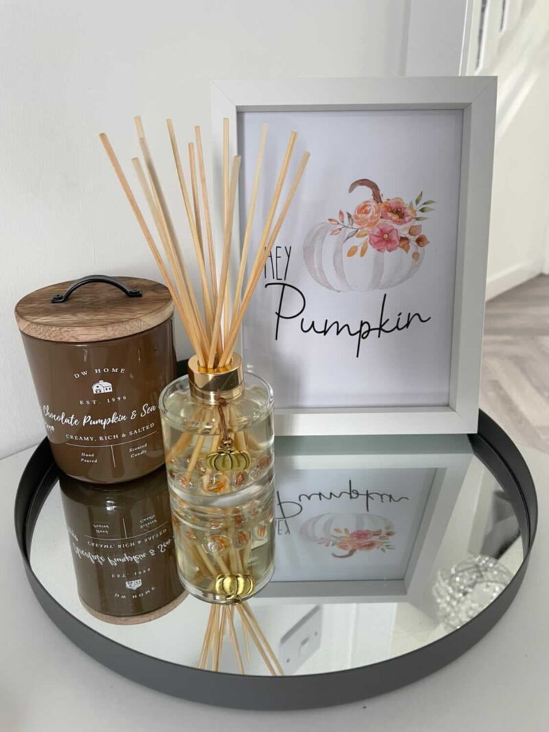 Hey Pumpkin White Floral Pumpkin Autumn 2021 Seasonal Wall Home Decor Print - Image 3