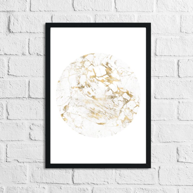 Marble White Gold Circle Home Simple Home Wall Decor Print - Image 2