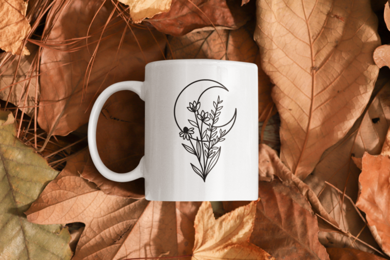 Floral Moon 3 Boho Mug - Image 2