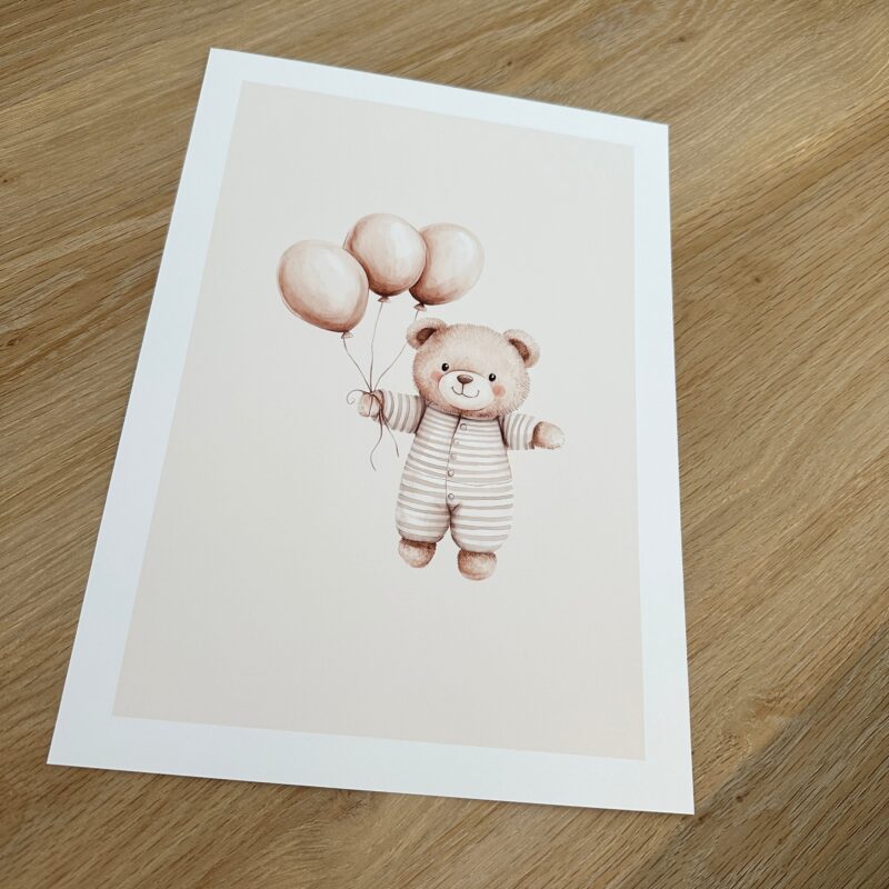 Set Of 3 Bear Netural Beige & Sage Green Watercolour Nursery Children's Boho Netural Room Wall Decor Print - Image 2