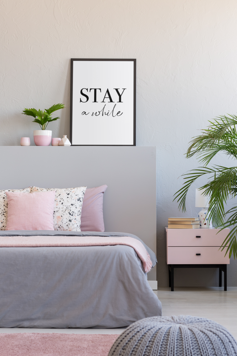 Stay A While 2022 Bedroom Guest Room Wall Decor Print - Image 2