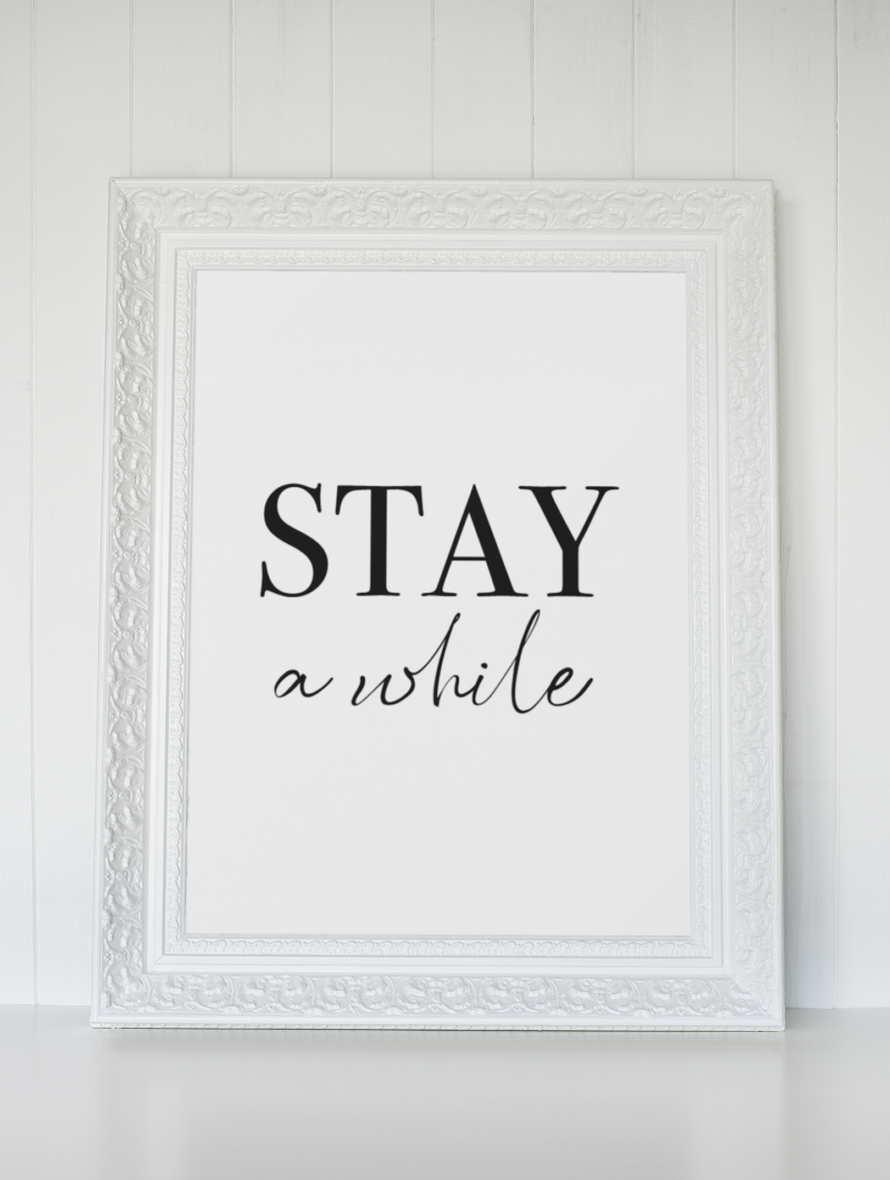 Stay A While 2022 Bedroom Guest Room Wall Decor Print - Image 3