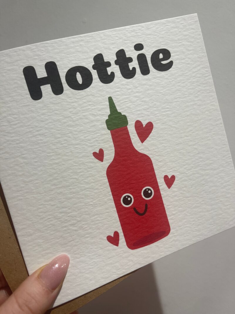 Hottie Valentines Day Funny Humorous Hammered Card & Envelope - Image 2